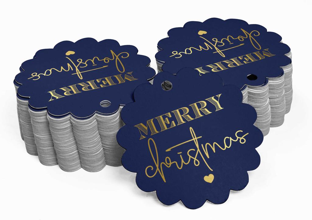 Inkdotpot Real Gold Foil Merry Christmas Tags Favor Hang Paper Tags 100