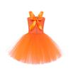Kids Pumpkin Witch Tutu Dress, Girls Halloween Wizard Princess Role Play Skirt