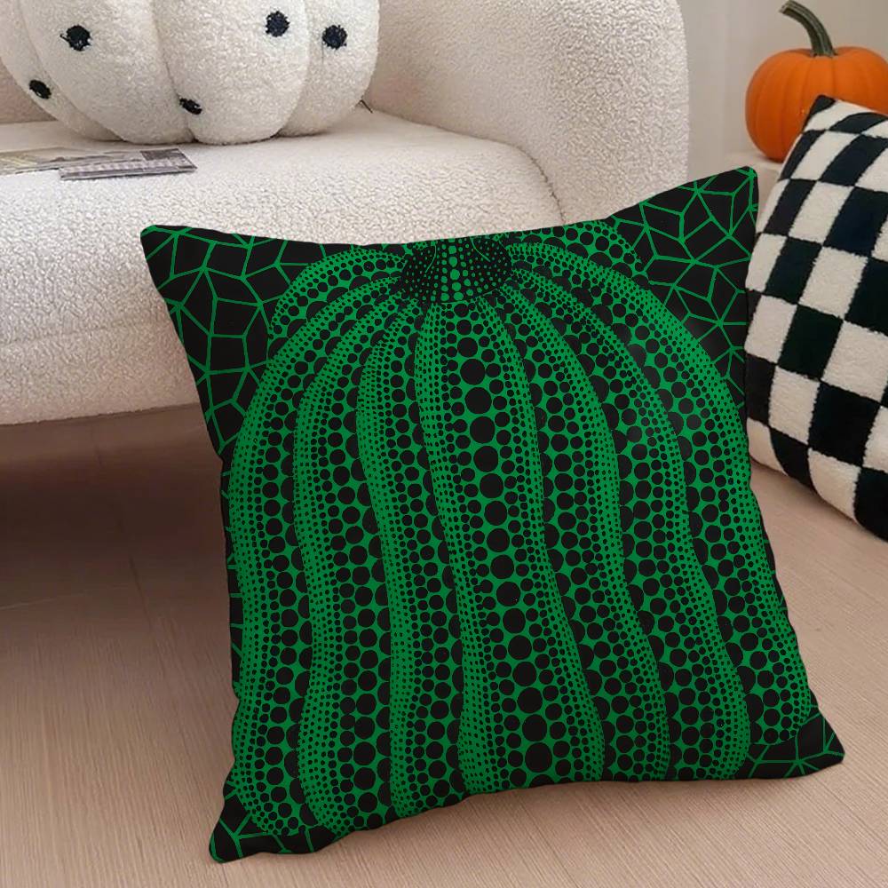Yayoi Kusama Abstract Art Pumpkin Pillow Case Anti-Dustmite Pillowcase Invisible Zipper Silky Short Plush Sofa Cushion Cover