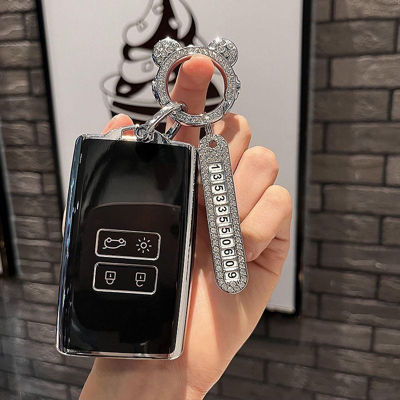 Car Key Case for Renault Megane E-TECH ETECH E-tech 2025 2026 Keychain Remote Cover Shell Housing Ring Holder Fob Accessories