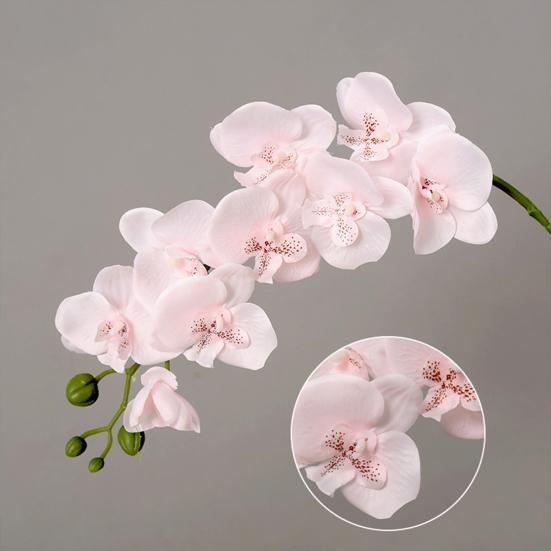 Искусственные цветы орхидеи на длинных стеблях, реалистичные орхидеи фаленопсис, не требующие ухода, бархатные лепестки, искусственный цветок, домашний декор