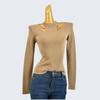 From Cupboard Spring and Autumn Round Neck Halterneck Bingqu Knitting Silm Long Sleeves Fake Two-Piece Cut Out Stylish Pullover Women's Clothing