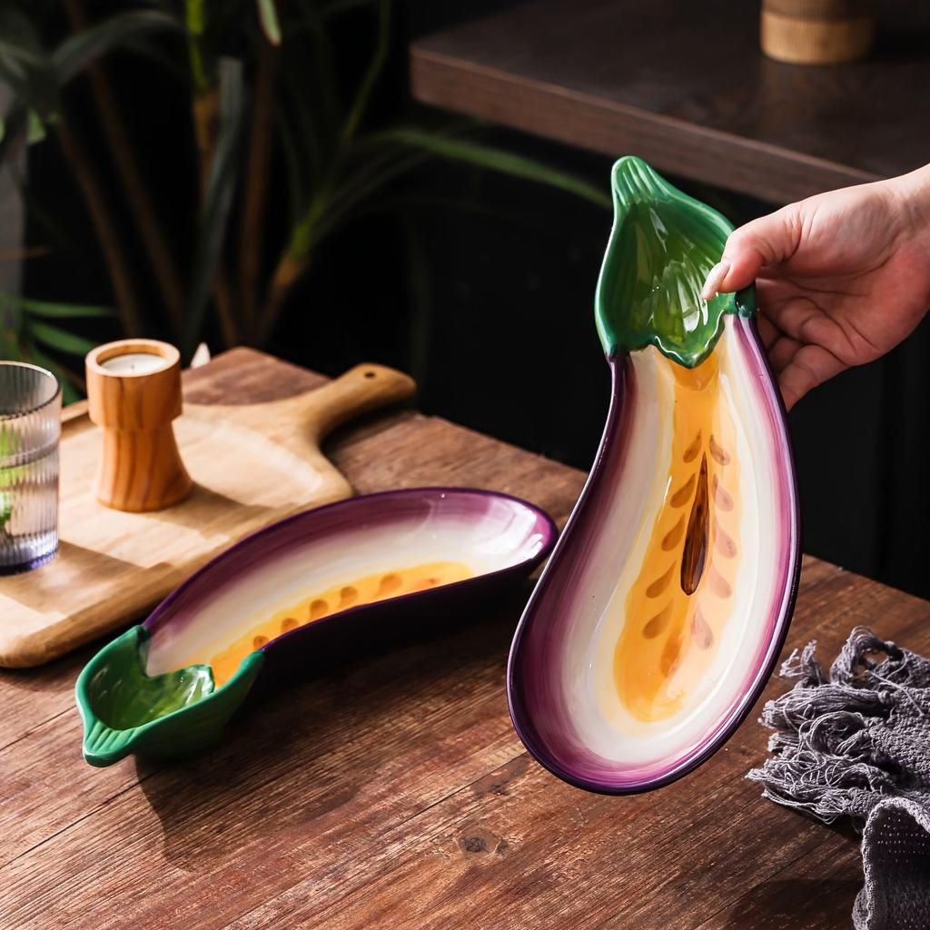 Блюдо для подачи чипсов и дипов Фиолетовый поднос в форме баклажана для дипов, крекеров, чипсов, закусок, праздничное блюдо, закуски, салаты, суши