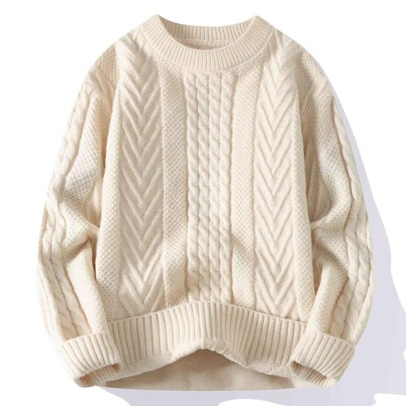 Couple Twist Knit Sweater Loose Vintage Lazy Style Multi Color