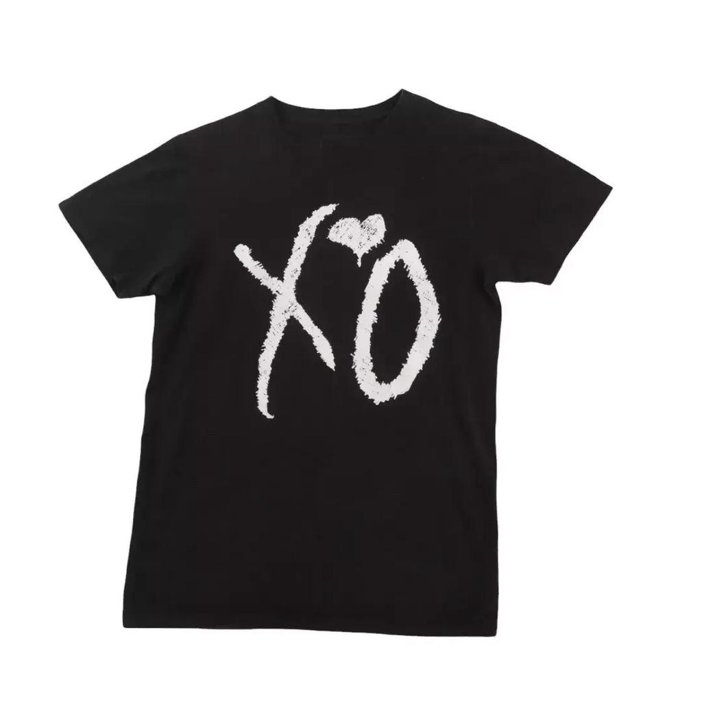 The Weeknd XO базовый логотип Перепечатанная черная футболка Полный размер S-4XL