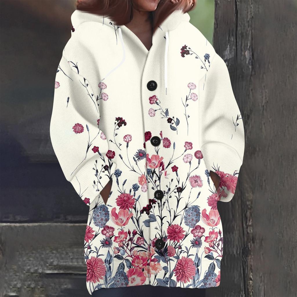 Женская мода повседневная шерстяная вязка с капюшоном и пуговицами с длинным рукавом