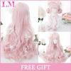 Синтетические волосы, длинные волны, черные и розовые парики Лолиты для женщин, парик для косплея с челкой, термостойкий для Хэллоуина и Рождества