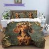 Vintage dog  Pattern Bedding Quilt Set Quilt Cover Pillowcase Home Decoration  Gift (1 * duvet cover + 2 * pillowcase, without core)