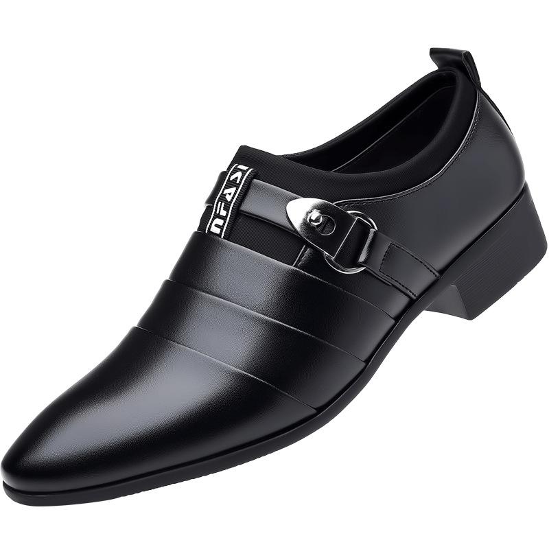 2025 новая кожаная обувь мужская деловая обувь для платья корейская версия мужская обувь большой размер остроносая повседневная обувь
