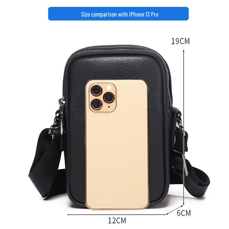 2024 Мужская универсальная модная сумка-мессенджер из коровьей кожи - маленькая, повседневная, удобная для мобильного телефона