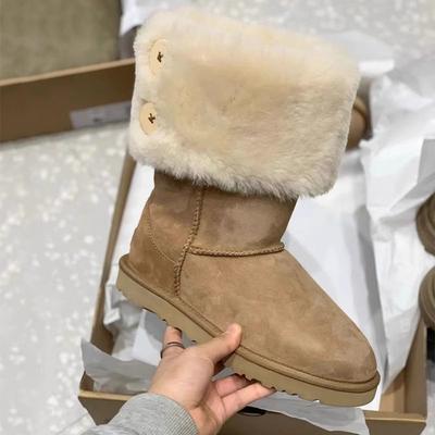 Женские утепленные большого размера меховые зимние теплые сноубутсы водонепроницаемые ботильоны нескользящие для пешего туризма альпинизма спортивные хлопковые ботинки
