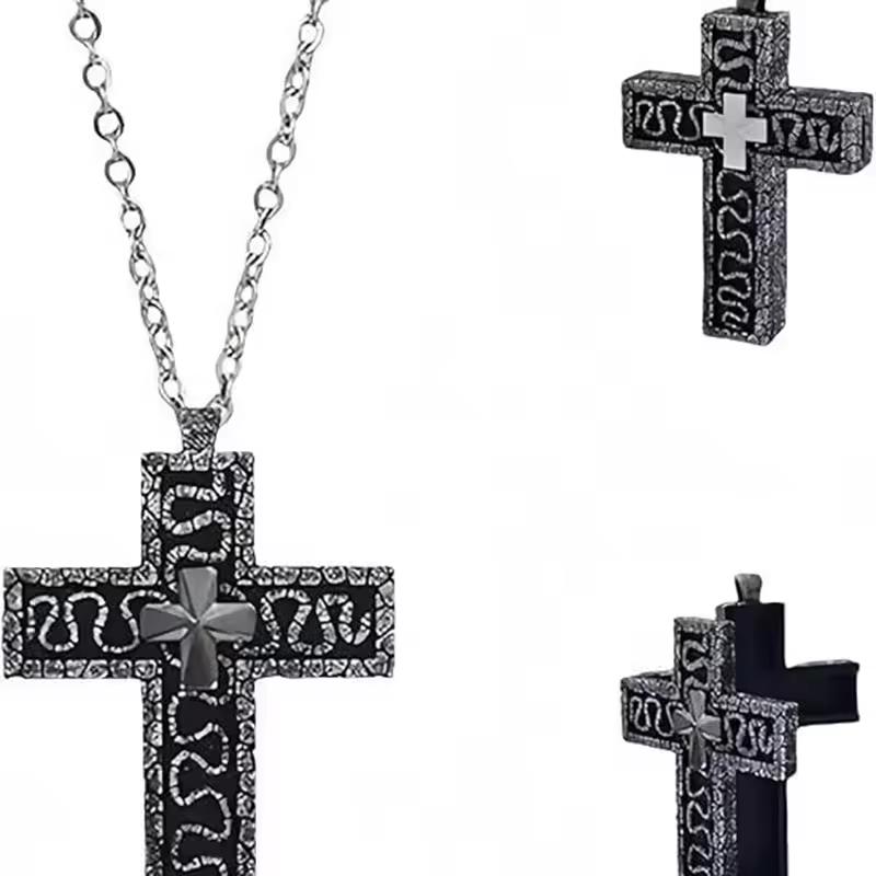 3D Metal Thanos Inspired Gothic Pendant Necklace – Hidden Compartment Cross, Octopus Tentacle Design, Vintage Steampunk Jewelry