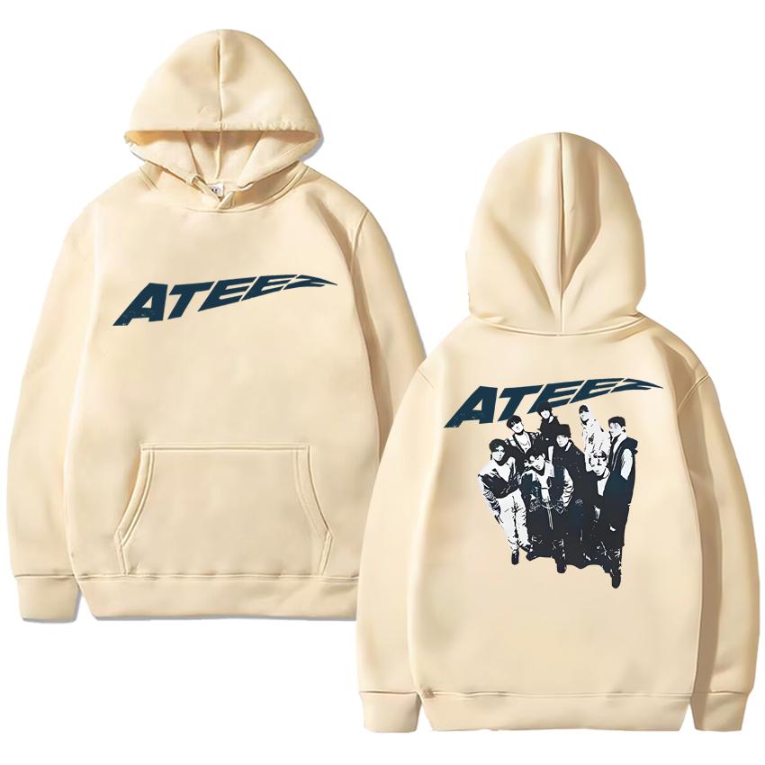 Корея Ateez 2025 Мировой тур в стиле фэнтези черное худи мужское женское трендовая толстовка Y2k унисекс флисовый пуловер с длинным рукавом