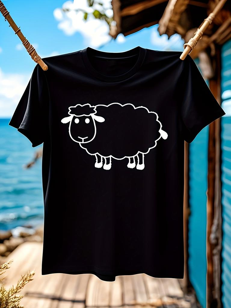 Funny Graphic Tshirt Graphic Tshirt - Minimalist Sheep De...