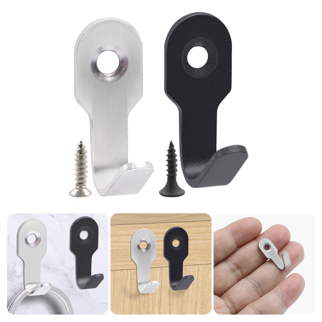 4pcs Sturdy Stainless Steel Wall Hook for Bathroom Kitchen Bedroom Office Easy Installation with Screws and Adhesive
