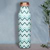 Pure Copper Water Bottle 1 Litre Alkaline and Anti Oxidant 100% Leak Proof, Office ,Modern Tamba Bottle(Chevron, Teal Blue)
