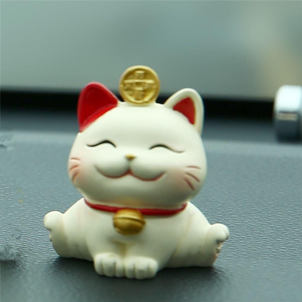 Waving Arm Mini Lucky Cat Figure Shake Head Maneki Neko Ornament Christmas
