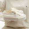 Носимые резиновые парусиновые туфли на шнуровке с толстой подошвой, низкие женские туфли в корейском стиле, универсальные повседневные кроссовки