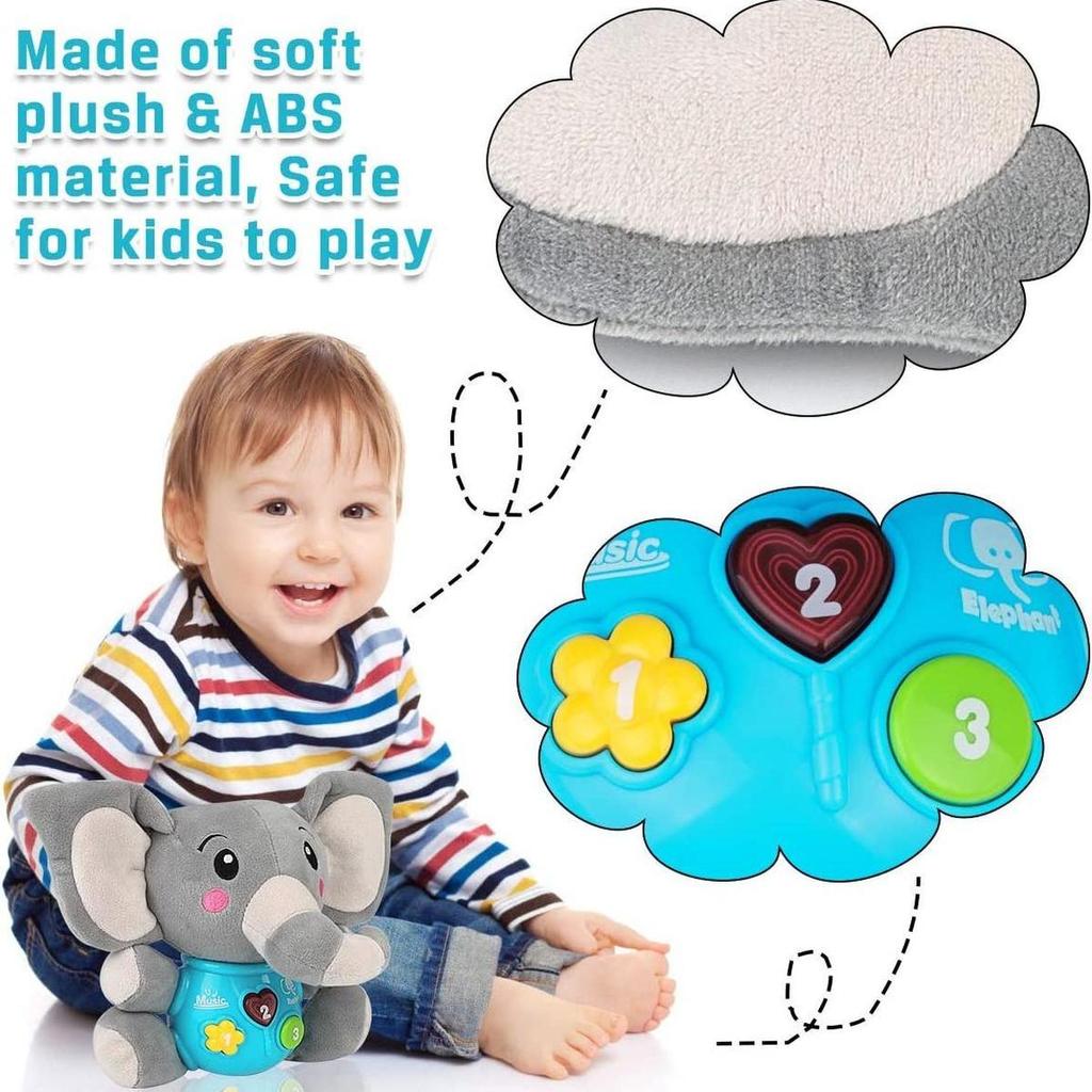 Plush Elephant Musical Baby Toys, Cute Plush Animal Glowing Baby Toys 0 To 36 Months Baby Boys and Girls Newborn Baby Musical Toys