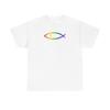 Faithful Rainbow Fish Christian Tshirt Tops Tee, LGBTQ Pride Shirt, Religious Symbols, Gay