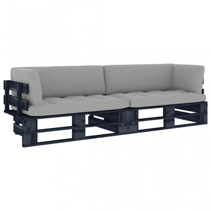 Day and Night - Day and Night 2-seater Pallet Sofa with Black Impregnated Pine Wood Cushions