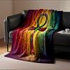 Colorful Egyptian Ankh with Hieroglyphics Background Flannel blanket for bedroom, living room, sofa, and nap sofas