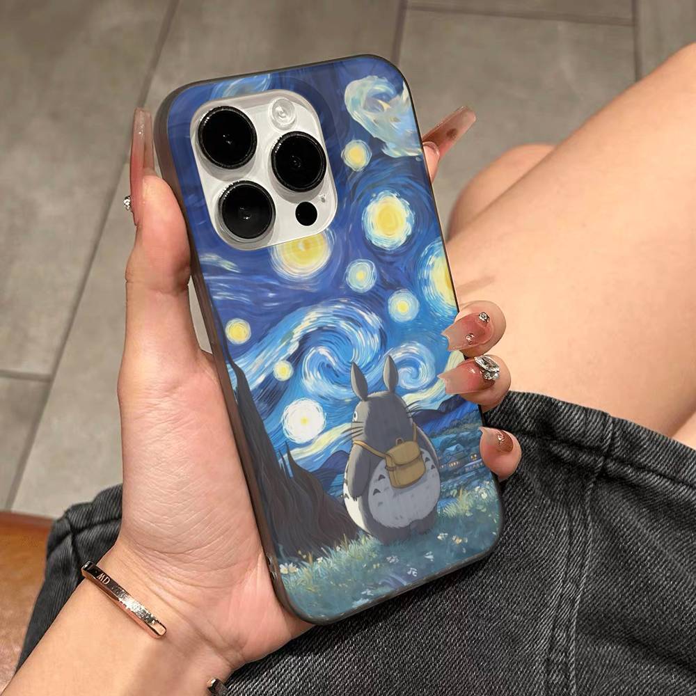 Cartoon Clear Case For-T-T-TotoroS For IPhone 17 16 15 11 12 13 14 Pro Max Plus Pro Corrugated Translucent Back Phone Cover