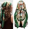 90*90cm Ethnic Chains Square Scarf Hijab Luxury Printed Hair Wraps Shawl Women Fashion Soft Satin Bandana Floral Handkerchief