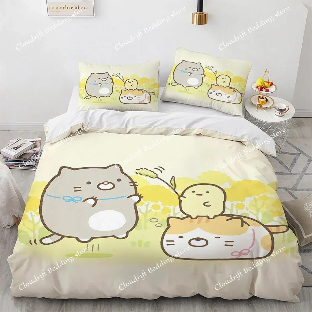 Японский мультфильм Sumikko Gurashi Аниме Постельное белье Каваий Милый Sumikkogurashis Пододеяльник Покрывало Наволочка Квин Кинг