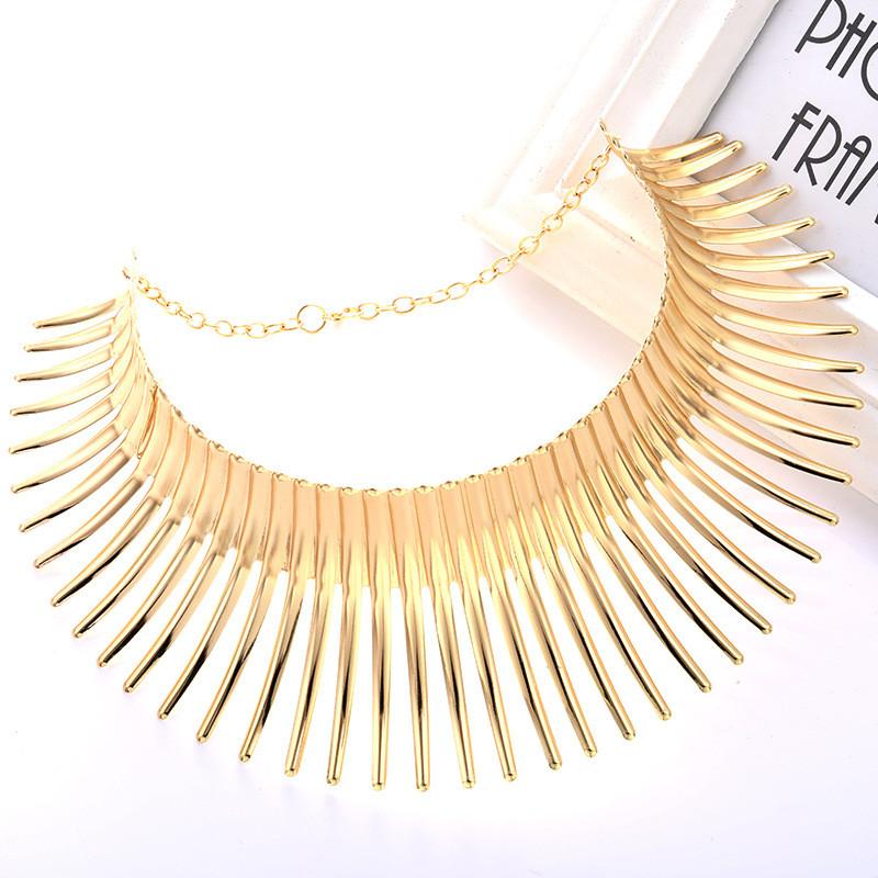 Fashion Solid Color Curved Design Women Metal Necklace Collar For Trendy Outfit