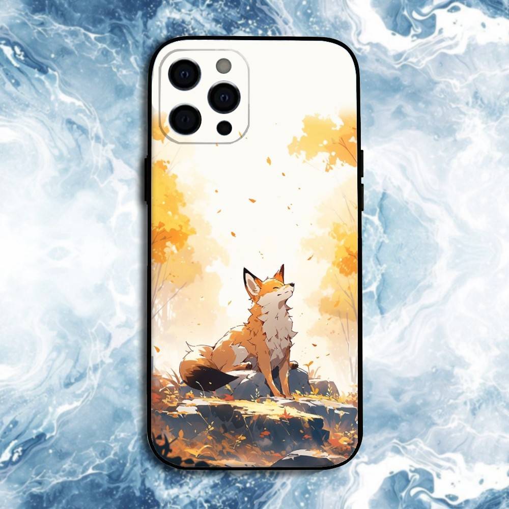 Милый чехол для телефона с лисой для iPhone 17, 16, 15, 14, 13, 12, 11 Plus, Pro Max, Мягкий силиконовый черный чехол