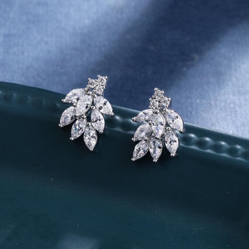 Элегантные женские серьги-пусеты с темпераментом, медные серьги с цирконом, свадебные серьги, серьги для свадебной фотосессии, трансграничная торговля, горячо продаваемые серьги