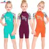Kids' Swimsuit Girls' Sunblock One-piece Wetsuit Short Sleeved Shorts Medium Kids Beach Quick-drying Swimsuit