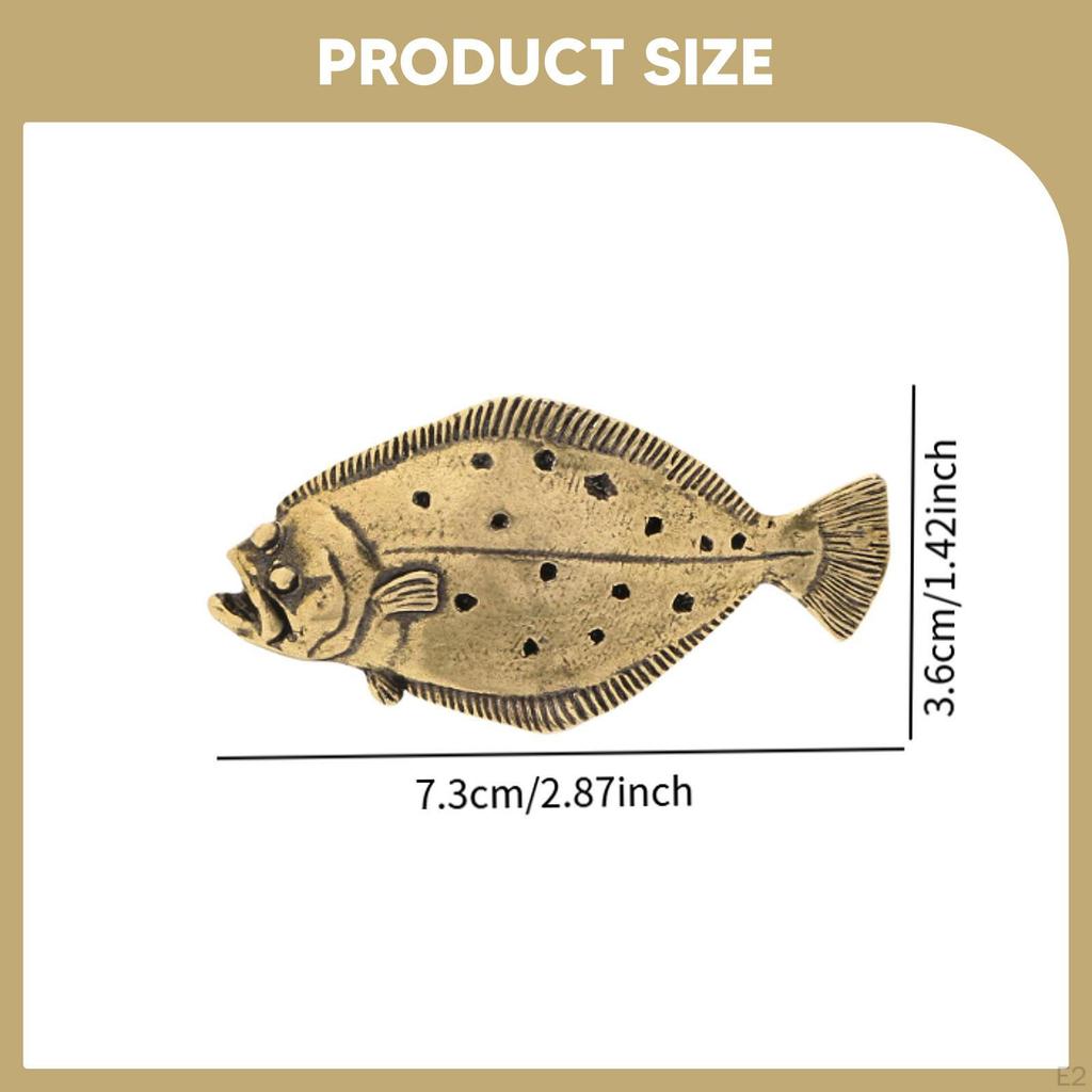 Латунная статуэтка рыбы, Декор камбалы для богатства, Ретро настольный топпер, Коллекционная фигурка животного для дома