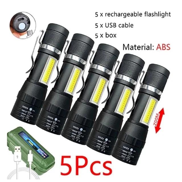 1-10 шт. Мини светодиодный фонарик COB+XPE с зумом, встроенный аккумулятор, перезаряжаемый через USB, с клипсой для ручки, для улицы, кемпинга, аварийный фонарь