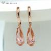 Fashion Long Rose Gold Color Water Drop Cubic Zirconia Dangle Earrings For Women Luxury Wedding Party Jewelry Romantic Gift