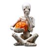 Хэллоуин Фигурка Скелета с Тыквой Жуткая Сидящая Скелет Статуэтка из Смолы