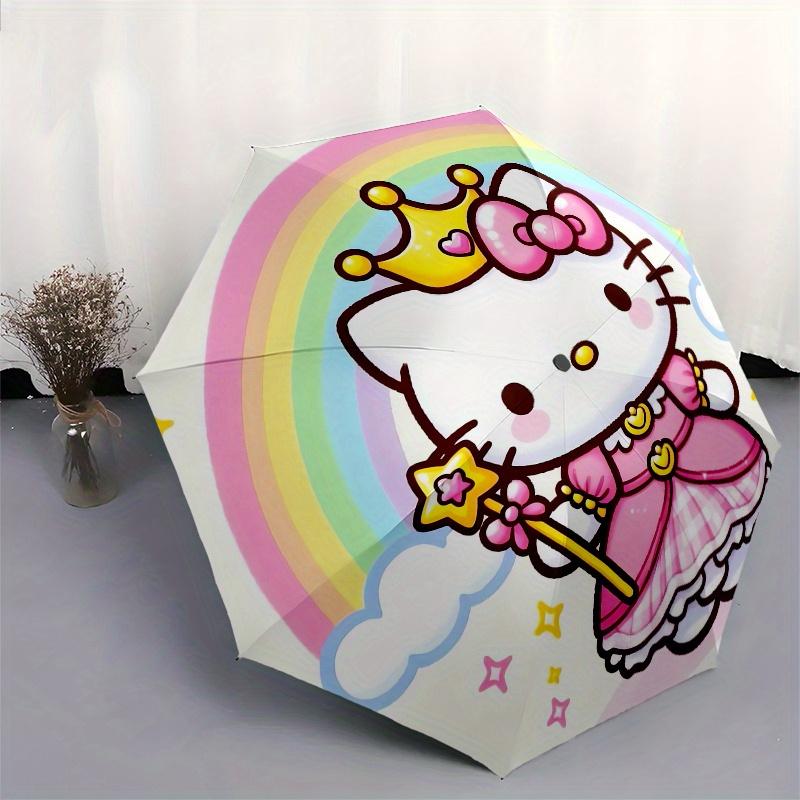 1pc Hello Kitty,Princess Automatic Umbrella-Foldable, Durable 8-Bone Design, Compact and Stylish, Great for Camping, Halloween, Christmas, M