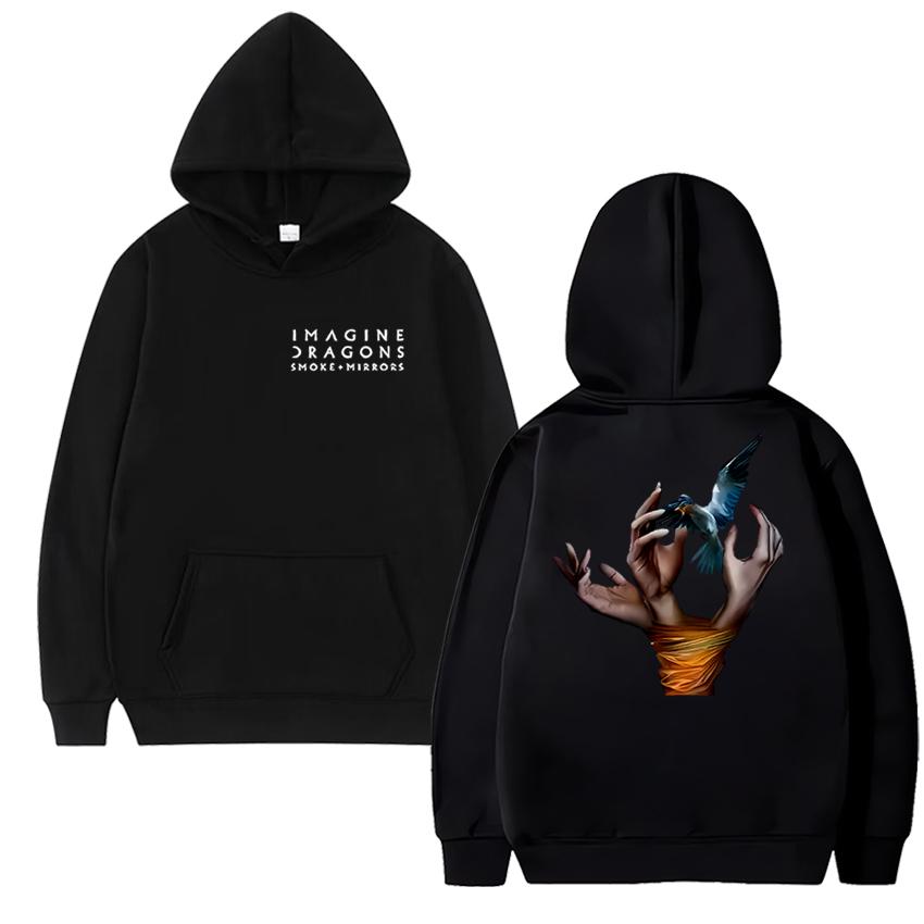 Мода Харадзюку Толстовка с двусторонним принтом группы Imagine Dragons Мужская женская Повседневная толстовка Унисекс Флисовые пуловеры с длинным рукавом