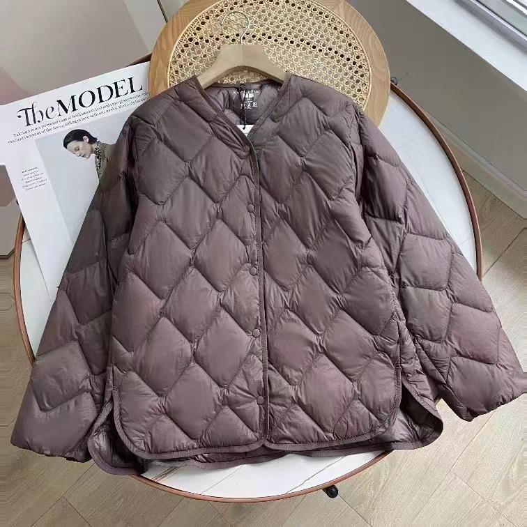 Warm White Duck Down Jacket Slim V Neck Short Casual Coat Plus Size