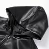 Vintage Faux Leather Zipper Crop Jackets Women Full Sleeve Pockets Hoodie Coat Autumn Hipster High Street Outwear