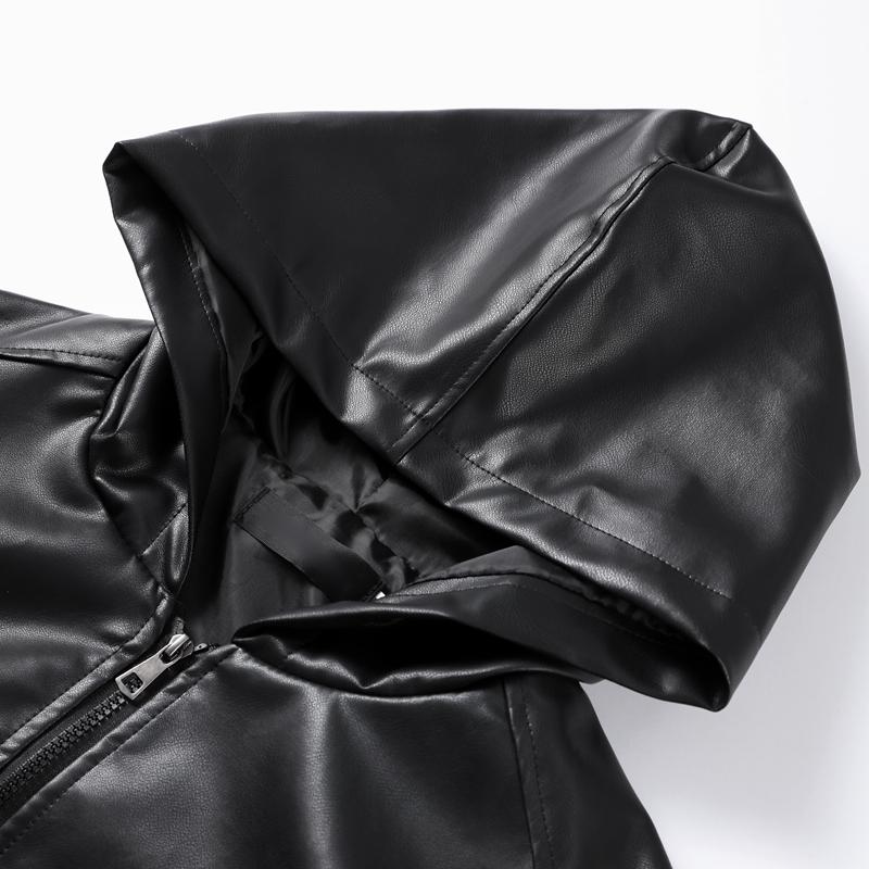 Vintage Faux Leather Zipper Crop Jackets Women Full Sleeve Pockets Hoodie Coat Autumn Hipster High Street Outwear