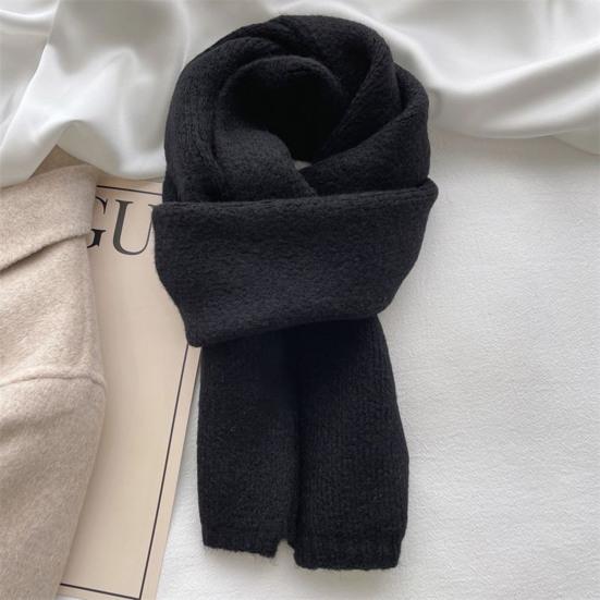 Knitting Scarf Solid Color Thickened Warm Women Scarf Cold Weather Thermal Neck Wrap Casual Outfit Scarf