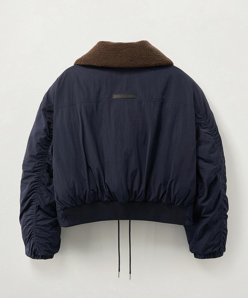 SATUR (W) Wide Collar Crop Padded Jacket Navy