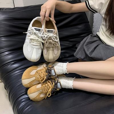 Ретро немецкие тренировочные кроссовки женские 2025 весна новые универсальные дышащие студенческие спортивные туфли желтые повседневные туфли Форреста Гампа кеды