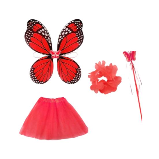 1 Set Butterfly Wing Porch Goose Costume Set Adjustable Size Fairy Wings Tutu Skirt Wand Flower Crowns Set Pet Outfit Garden