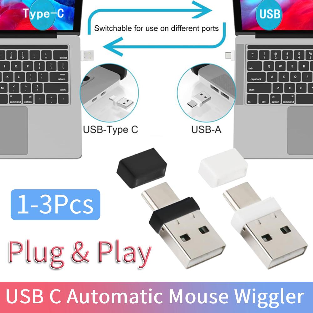 1/2/3 шт. 2 в 1 USB C Необнаруживаемый Шейкер Мыши Без Драйверов Plug and Play Автоматический Движитель Мыши для Ноутбука Поддерживать Компьютер Активным
