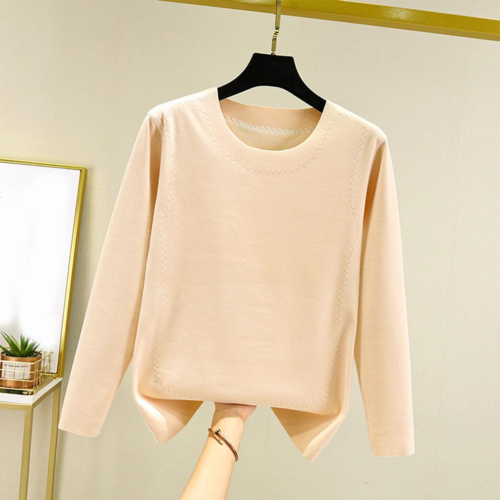 Женское свободное удобное повседневное модное и теплое нижнее белье с бесшовным круглым вырезом и толстым велюровым топом