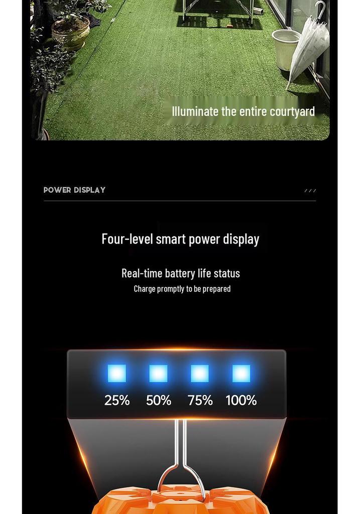 Rechargeable Multi-Functional Super Bright Camping Lantern with Long Battery Life for Emergency and Night Market Lighting