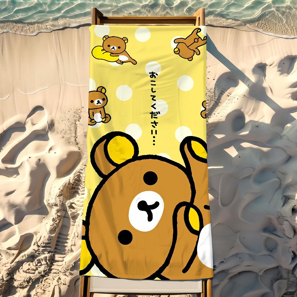 Милое Полотенце R-Rilakkuma Пляжное Полотенце Дорожное Легкое Приятное для Кожи Для Бассейна Пляжа Кемпинга Круиза Лето